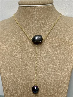 *Колье р.45-50 Черный Жемчуг Барокко Фианит Облачка арт. RB-N336-4-X-BL-PN-X-W-656 вес 4,46 г - фото 263831 *Колье р.45-50 Черный Жемчуг Барокко Фианит Облачка арт. RB-N336-4-X-BL-PN-X-W-656 вес 4,46 г - фото 263831