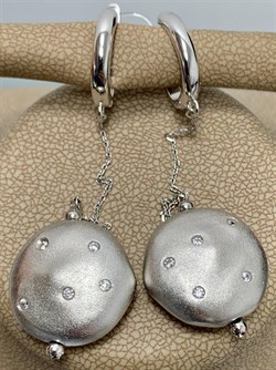 *Серьги Фианит Облачка арт. RB-E316-2-X-W-X-X-W-009 вес 8,2 г - фото 263854