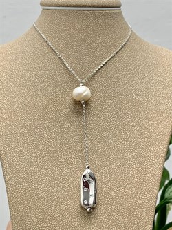 *Колье р.45 Белый Жемчуг Фианит Облачка арт. RB-N345-2-X-W-PN-X-W-042 вес 4.99 г - фото 263881 *Колье р.45 Белый Жемчуг Фианит Облачка арт. RB-N345-2-X-W-PN-X-W-042 вес 4.99 г - фото 263881