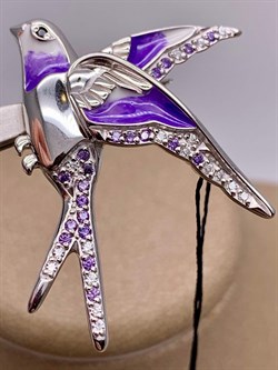 *Брошь Ласточка Эмаль арт. 04-2181/ЭМ70-00-445 вес 6,46 г - фото 263899