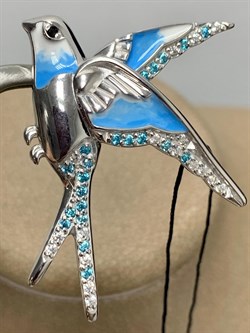 *Брошь Ласточка Эмаль арт. 04-2181/ЭМ32-00-200 вес 6,37 г - фото 263904