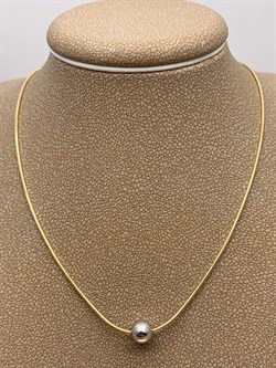 *Колье р.50 Шар цв Белое цв Лимонное арт. 07-0208-00-000-1121-42-234 вес 4,36 г - фото 264012