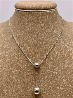 *Колье р.45-50 Шары цв Белое арт. 07-0001-00-000-1120-42-119 вес 2,86 г - фото 264029