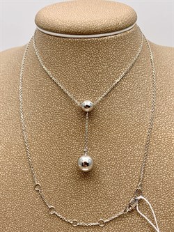 *Колье р.45-50 Шары цв Белое арт. 07-0001-00-000-1120-42-119 вес 2,86 г - фото 264031