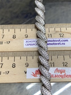 *Браслет р.19 Белый Фианит Микро Вставки арт. AR-BSB36202-X-W-X-X-W-949 вес 28,44 г - фото 264202 *Браслет р.19 Белый Фианит Микро Вставки арт. AR-BSB36202-X-W-X-X-W-949 вес 28,44 г - фото 264202