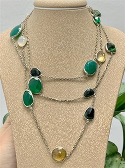 *Колье р.100 Радуга Микс Зеленый Агат арт. SO-N00062-X-W-Mix-X-X-628 вес 22,3 г - фото 264267 *Колье р.100 Радуга Микс Зеленый Агат арт. SO-N00062-X-W-Mix-X-X-628 вес 22,3 г - фото 264267