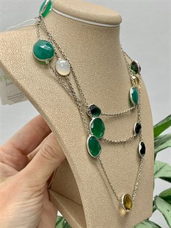 *Колье р.100 Радуга Микс Зеленый Агат арт. SO-N00062-X-W-Mix-X-X-628 вес 22,3 г - фото 264272 *Колье р.100 Радуга Микс Зеленый Агат арт. SO-N00062-X-W-Mix-X-X-628 вес 22,3 г - фото 264272