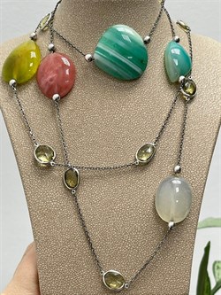 *Колье р.100 Радуга Микс Зеленый Агат арт. SO-N00750-X-W-Gg-X-Mix-292 вес 36 г - фото 264376 *Колье р.100 Радуга Микс Зеленый Агат арт. SO-N00750-X-W-Gg-X-Mix-292 вес 36 г - фото 264376