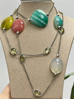 *Колье р.100 Радуга Микс Зеленый Агат арт. SO-N00750-X-W-Gg-X-Mix-292 вес 36 г - фото 264379 *Колье р.100 Радуга Микс Зеленый Агат арт. SO-N00750-X-W-Gg-X-Mix-292 вес 36 г - фото 264379