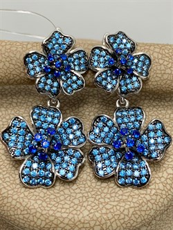 *Серьги Васильки Голубой Фианит Микро Вставки арт. CZ-E00858-X-WB-S1-X-BT-655 вес 7,7 г - фото 264384 *Серьги Васильки Голубой Фианит Микро Вставки арт. CZ-E00858-X-WB-S1-X-BT-655 вес 7,7 г - фото 264384