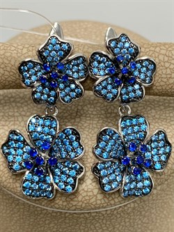 *Серьги Васильки Голубой Фианит Микро Вставки арт. CZ-E00858-X-WB-S1-X-BT-655 вес 7,7 г - фото 264385 *Серьги Васильки Голубой Фианит Микро Вставки арт. CZ-E00858-X-WB-S1-X-BT-655 вес 7,7 г - фото 264385