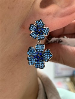 *Серьги Васильки Голубой Фианит Микро Вставки арт. CZ-E00858-X-WB-S1-X-BT-655 вес 7,7 г - фото 264386 *Серьги Васильки Голубой Фианит Микро Вставки арт. CZ-E00858-X-WB-S1-X-BT-655 вес 7,7 г - фото 264386