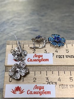 *Серьги Васильки Голубой Фианит Микро Вставки арт. CZ-E00858-X-WB-S1-X-BT-655 вес 7,7 г - фото 264388 *Серьги Васильки Голубой Фианит Микро Вставки арт. CZ-E00858-X-WB-S1-X-BT-655 вес 7,7 г - фото 264388