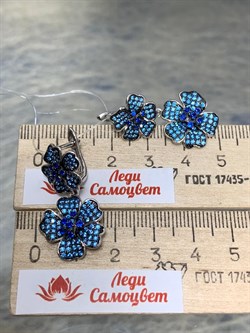 *Серьги Васильки Голубой Фианит Микро Вставки арт. CZ-E00858-X-WB-S1-X-BT-655 вес 7,7 г - фото 264389 *Серьги Васильки Голубой Фианит Микро Вставки арт. CZ-E00858-X-WB-S1-X-BT-655 вес 7,7 г - фото 264389