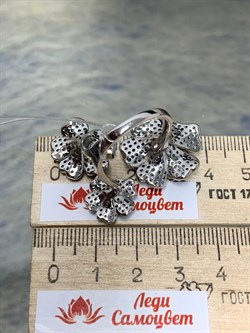 *Кольцо р.18,5 Васильки Голубой Фианит Микро Вставки арт. CZ-R00858-X-WB-S1-X-BT-898 вес 8,8 г - фото 264391