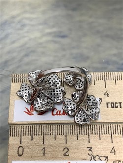 *Кольцо р.18,5 Васильки Голубой Фианит Микро Вставки арт. CZ-R00858-X-WB-S1-X-BT-898 вес 8,8 г - фото 264401