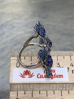 *Кольцо р.18,5 Васильки Голубой Фианит Микро Вставки арт. CZ-R00858-X-WB-S1-X-BT-898 вес 8,8 г - фото 264403