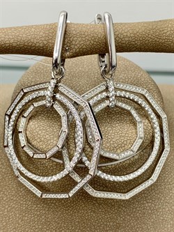 *Серьги Белый Фианит Микро Вставки арт. SL-E03165-X-W-X-X-W-526 вес 15,86 г - фото 264411