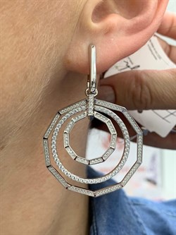 *Серьги Белый Фианит Микро Вставки арт. SL-E03165-X-W-X-X-W-526 вес 15,86 г - фото 264413