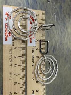 *Серьги Белый Фианит Микро Вставки арт. SL-E03165-X-W-X-X-W-526 вес 15,86 г - фото 264414