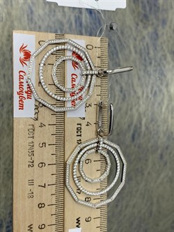 *Серьги Белый Фианит Микро Вставки арт. SL-E03165-X-W-X-X-W-526 вес 15,86 г - фото 264416