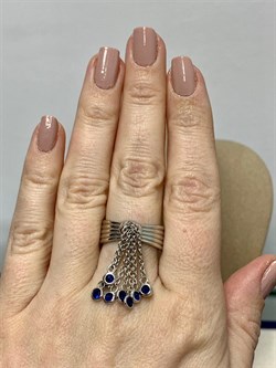 *Кольцо р.18 Синяя Шпинель синт арт. CZ-R02035-X-W-S4-X-X-872 вес 6,3 г - фото 264444