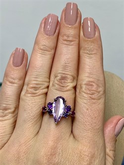 *Кольцо р.16,5 Микс Аметист Родолит Иолит арт. AS-R08734-X-W-AM-X-Mix-327 вес 3,20 г - фото 264500