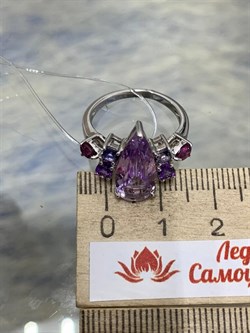 *Кольцо р.16,5 Микс Аметист Родолит Иолит арт. AS-R08734-X-W-AM-X-Mix-327 вес 3,20 г - фото 264504
