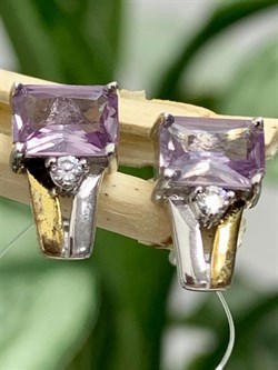 *Серьги Пусеты Александрит синт арт. CZ-E0560-X-W-Pur-X-W-520 вес 1,9 г - фото 264555