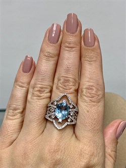 *Кольцо р.17 Голубой Топаз арт. AS-R11082-X-W-BU-X-W-449 вес 5,4 г - фото 264576