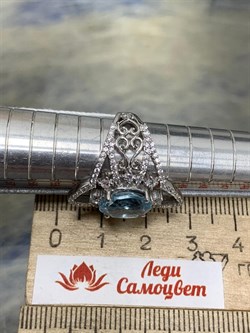 *Кольцо р.17 Голубой Топаз арт. AS-R11082-X-W-BU-X-W-449 вес 5,4 г - фото 264577