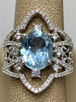 *Кольцо р.16,5 Голубой Топаз арт. AS-R11082-X-W-BU-X-W-490 вес 5,5 г - фото 264593