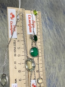 *Колье р.100 Радуга Микс Зеленый Агат арт. SO-N04406-X-W-Gg-X-BR-873 вес 23,3 г - фото 264718