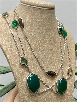 *Колье р.100 Радуга Микс Зеленый Агат арт. SO-N04401-X-W-Gg-X-BR-275 вес 23,36 г - фото 264750 *Колье р.100 Радуга Микс Зеленый Агат арт. SO-N04401-X-W-Gg-X-BR-275 вес 23,36 г - фото 264750