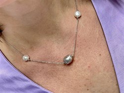 *Колье р.45 Белый Жемчуг Фианит Облачка арт. RB-N342-3-X-W-PN-X-W-272 вес 8,91 г - фото 264782 *Колье р.45 Белый Жемчуг Фианит Облачка арт. RB-N342-3-X-W-PN-X-W-272 вес 8,91 г - фото 264782