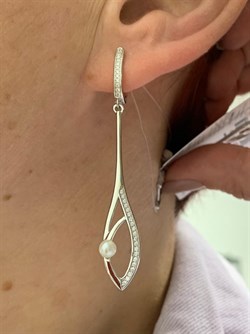 *Серьги Белый Жемчуг арт. PI-E01307-X-W-PN-X-W-568 вес 6,1 г - фото 264868