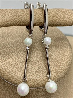 *Серьги иск Белый Жемчуг арт. PI-E00892-X-W-PS-X-W-116 вес 3,96 г - фото 264881 *Серьги иск Белый Жемчуг арт. PI-E00892-X-W-PS-X-W-116 вес 3,96 г - фото 264881