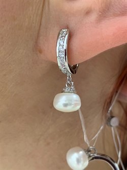 *Серьги Конго Белый Жемчуг арт. PI-E02479-X-W-PN-X-W-000 вес 3,91 г - фото 264899 *Серьги Конго Белый Жемчуг арт. PI-E02479-X-W-PN-X-W-000 вес 3,91 г - фото 264899