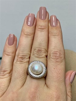 *Кольцо р.17 д.10-11 иск Белый Жемчуг арт OF-R00019-X-W-P-X-W-371 вес 8,35 г - фото 264928 *Кольцо р.17 д.10-11 иск Белый Жемчуг арт OF-R00019-X-W-P-X-W-371 вес 8,35 г - фото 264928