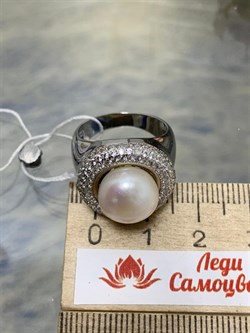 *Кольцо р.17 д.10-11 иск Белый Жемчуг арт OF-R00019-X-W-P-X-W-371 вес 8,35 г - фото 264932 *Кольцо р.17 д.10-11 иск Белый Жемчуг арт OF-R00019-X-W-P-X-W-371 вес 8,35 г - фото 264932