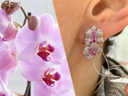 *Серьги Орхидея Розовый Фианит Микро Вставки арт. MP-E01057-X-W-X-X-M6-344 вес 6,1 г - фото 265469