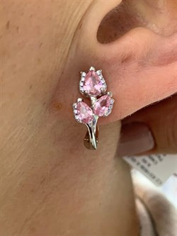 *Серьги Розовый Фианит арт. CZ-E01609-X-W-Pin-X-W-475 вес 3,8 г - фото 265497