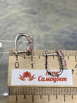 *Серьги Розовый Фианит арт. CZ-E01609-X-W-Pin-X-W-475 вес 3,8 г - фото 265498