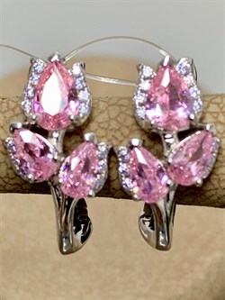 *Серьги Розовый Фианит арт. CZ-E01609-X-W-Pin-X-W-475 вес 3,8 г - фото 265500