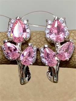 *Серьги Розовый Фианит арт. CZ-E01609-X-W-Pin-X-W-475 вес 3,8 г - фото 265501