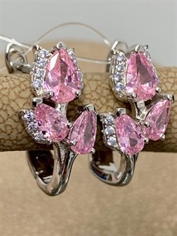 *Серьги Розовый Фианит арт. CZ-E01609-X-W-Pin-X-W-475 вес 3,8 г - фото 265502