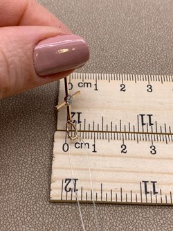 *Кулон Крест Белый Бр цв Красное арт 8-378-997 вес 0,63 г - фото 265858