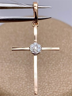 *Кулон Крест Белый Бр цв Красное арт 8-378-997 вес 0,63 г - фото 265859