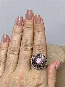 *Кольцо р.18 Розовый Фианит Микс арт. AS-R00457-X-W-MPG-X-BR-371 вес 6,1 г - фото 265874
