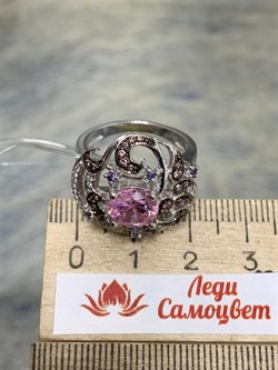 *Кольцо р.18 Розовый Фианит Микс арт. AS-R00457-X-W-MPG-X-BR-371 вес 6,1 г - фото 265878